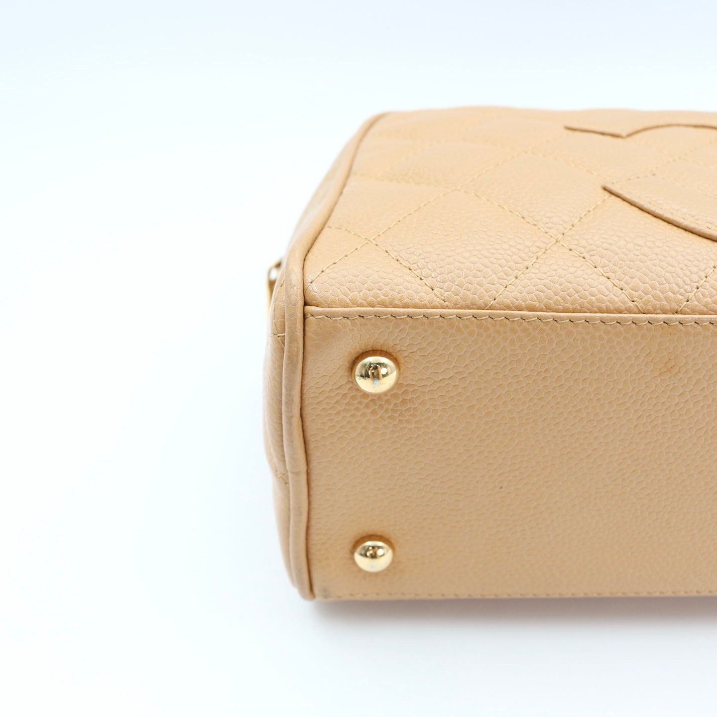 CHANEL Beige Caviar Leather Small Bowling Bag [Used]