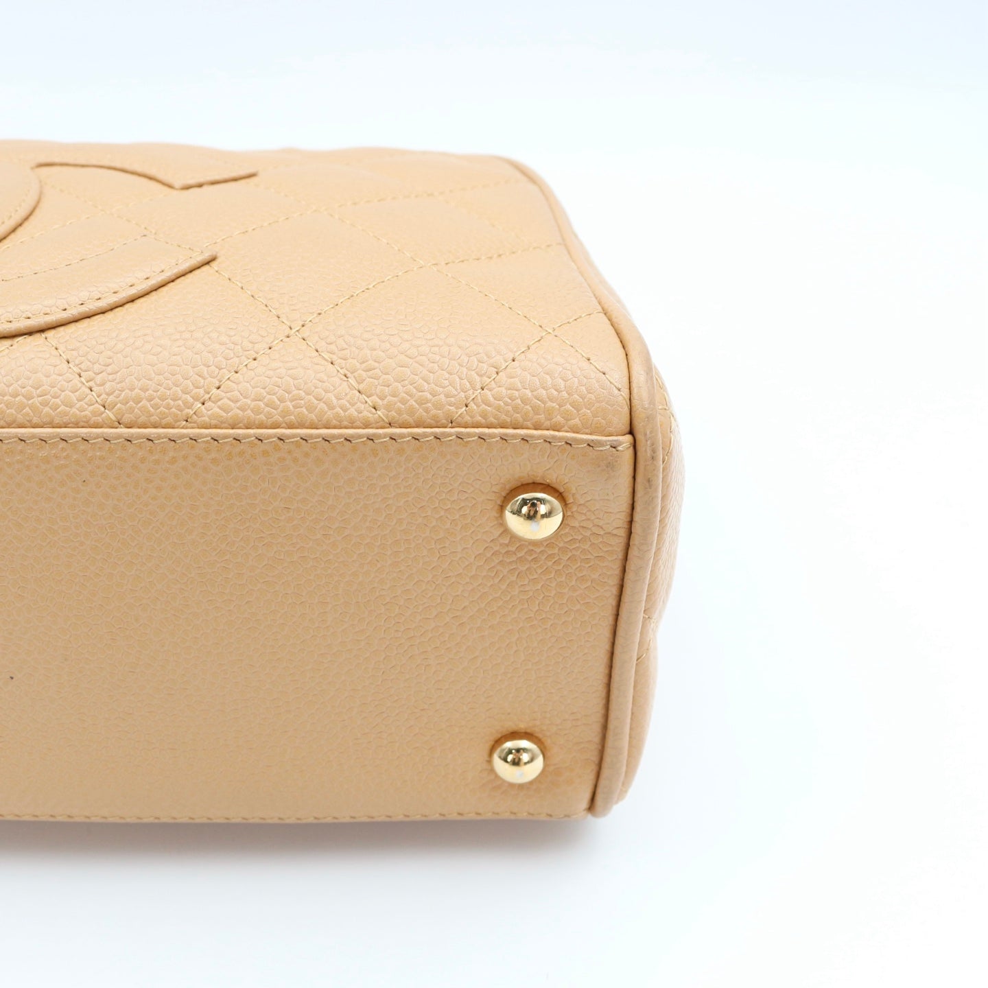 CHANEL Beige Caviar Leather Small Bowling Bag [Used]