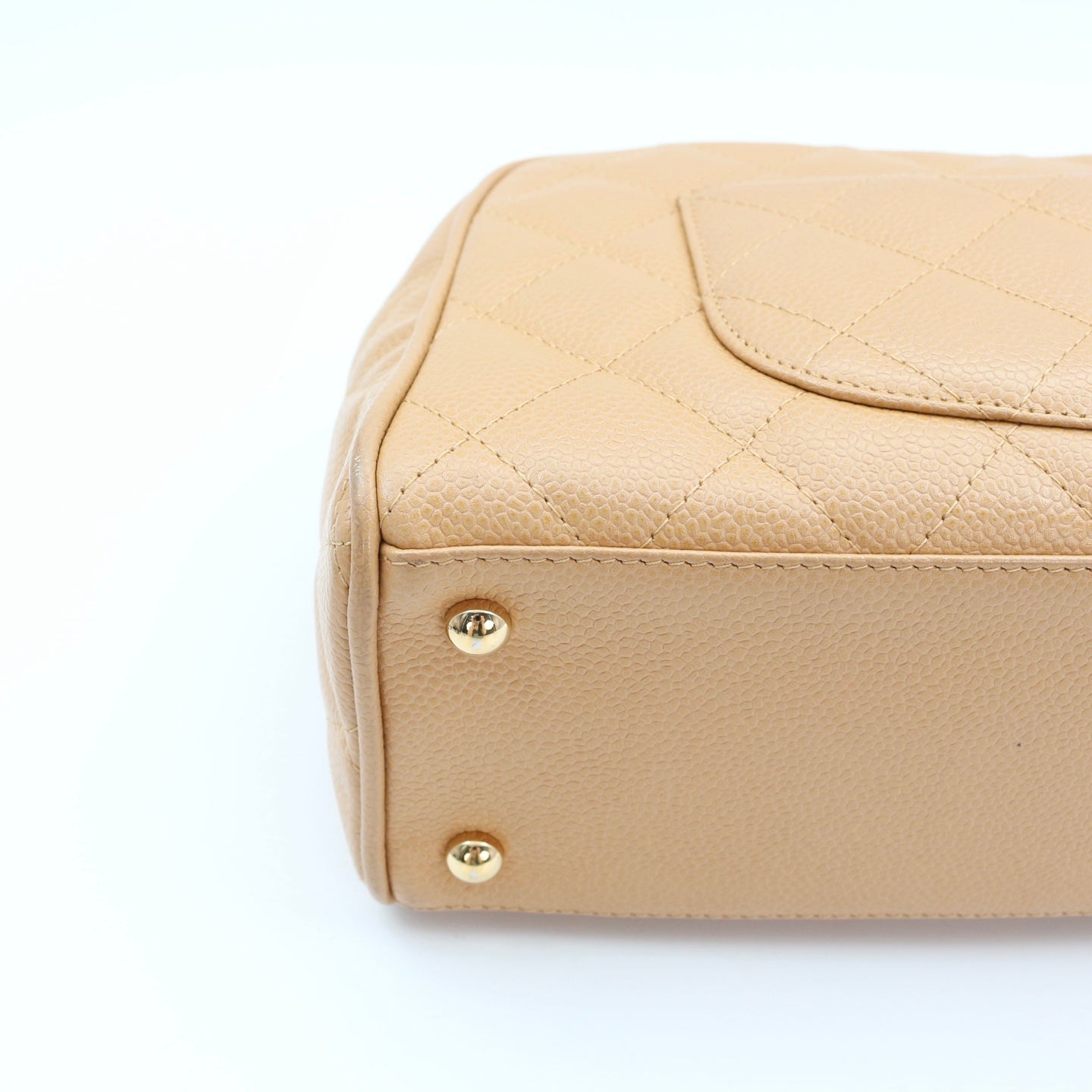 CHANEL Beige Caviar Leather Small Bowling Bag [Used]