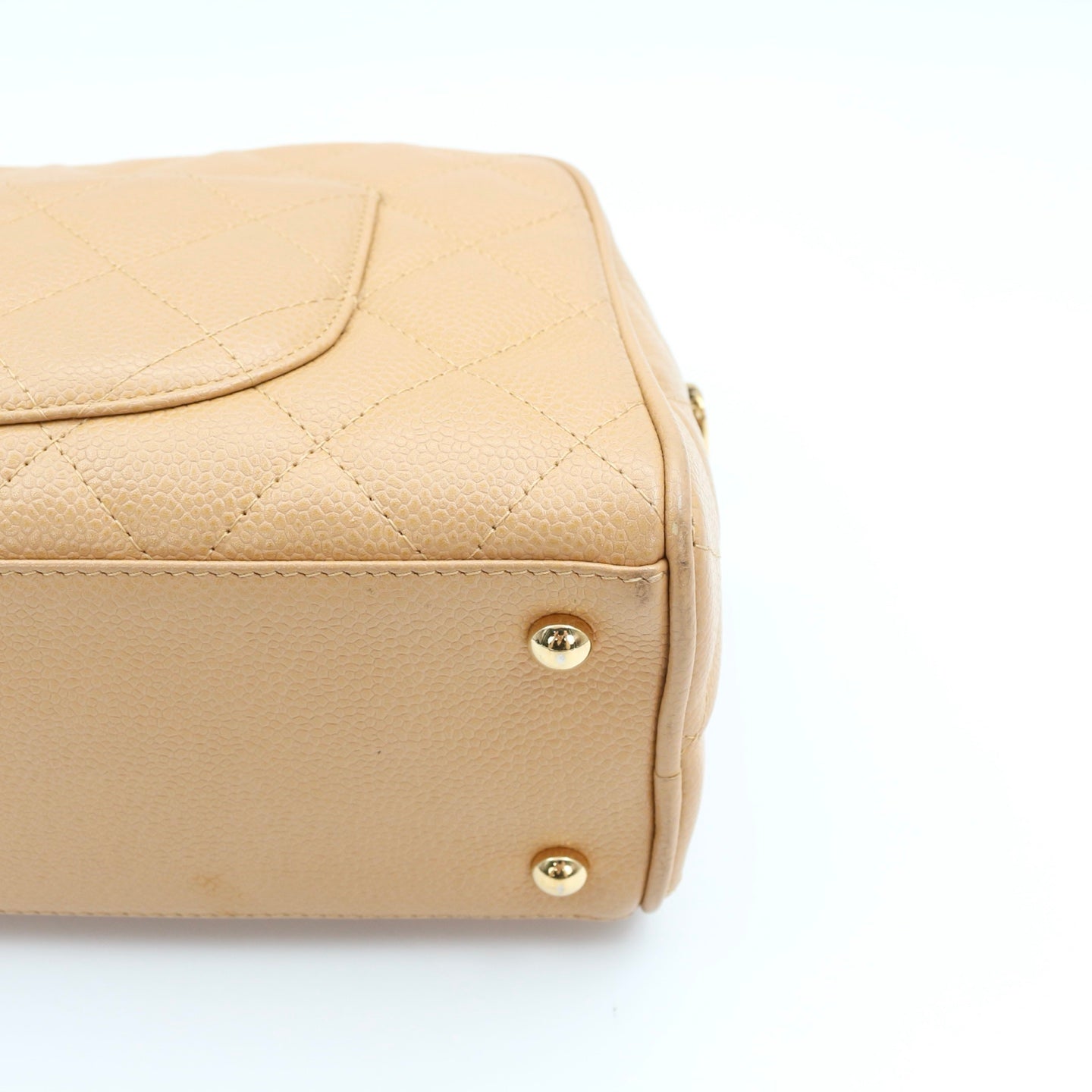 CHANEL Beige Caviar Leather Small Bowling Bag [Used]