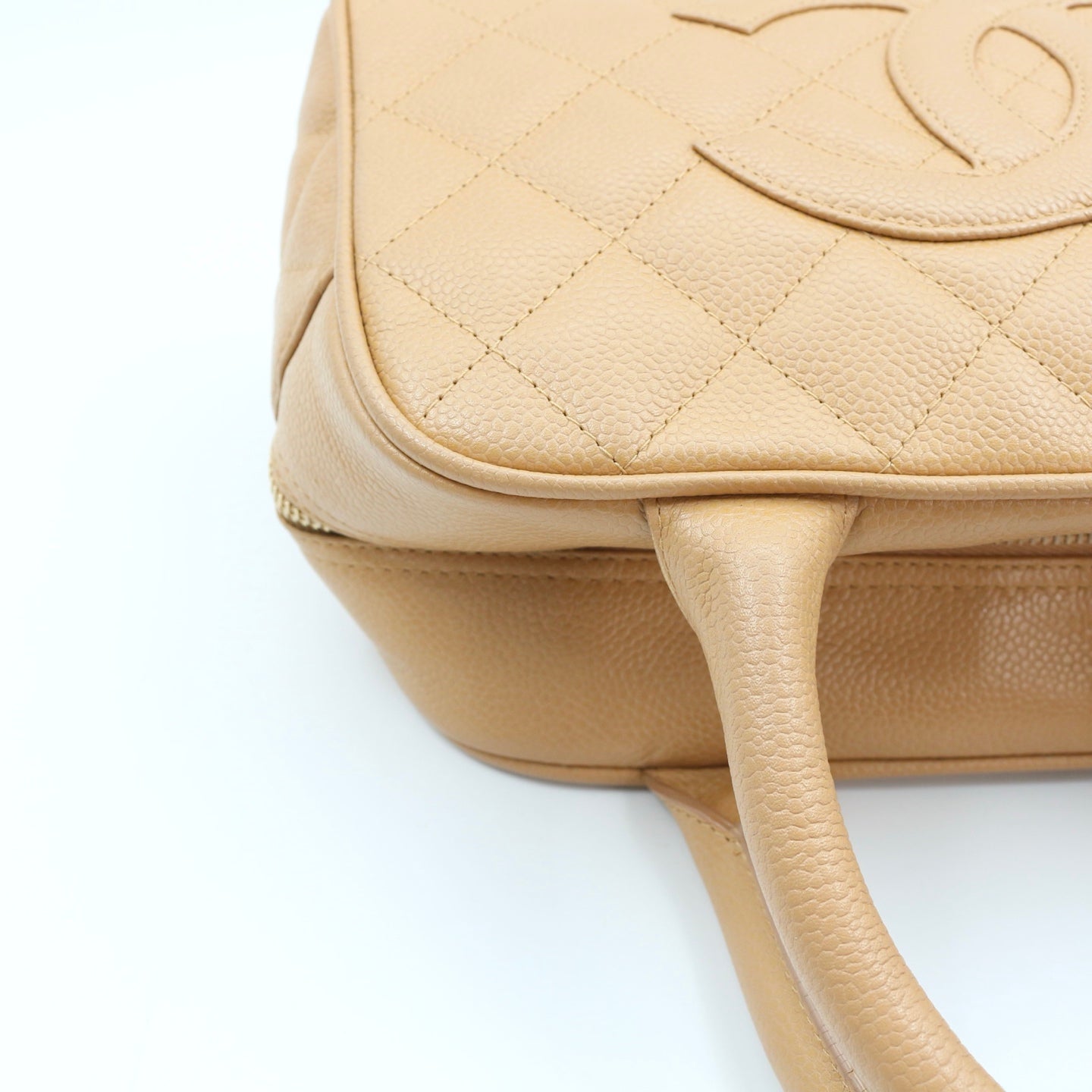 CHANEL Beige Caviar Leather Small Bowling Bag [Used]