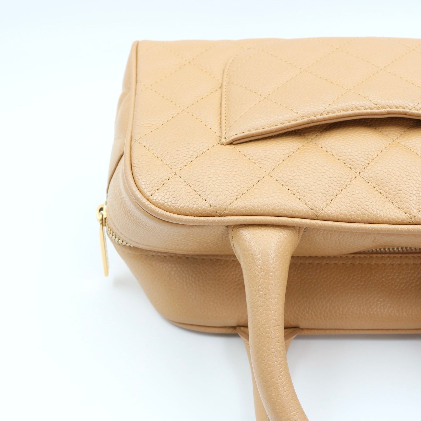 CHANEL Beige Caviar Leather Small Bowling Bag [Used]