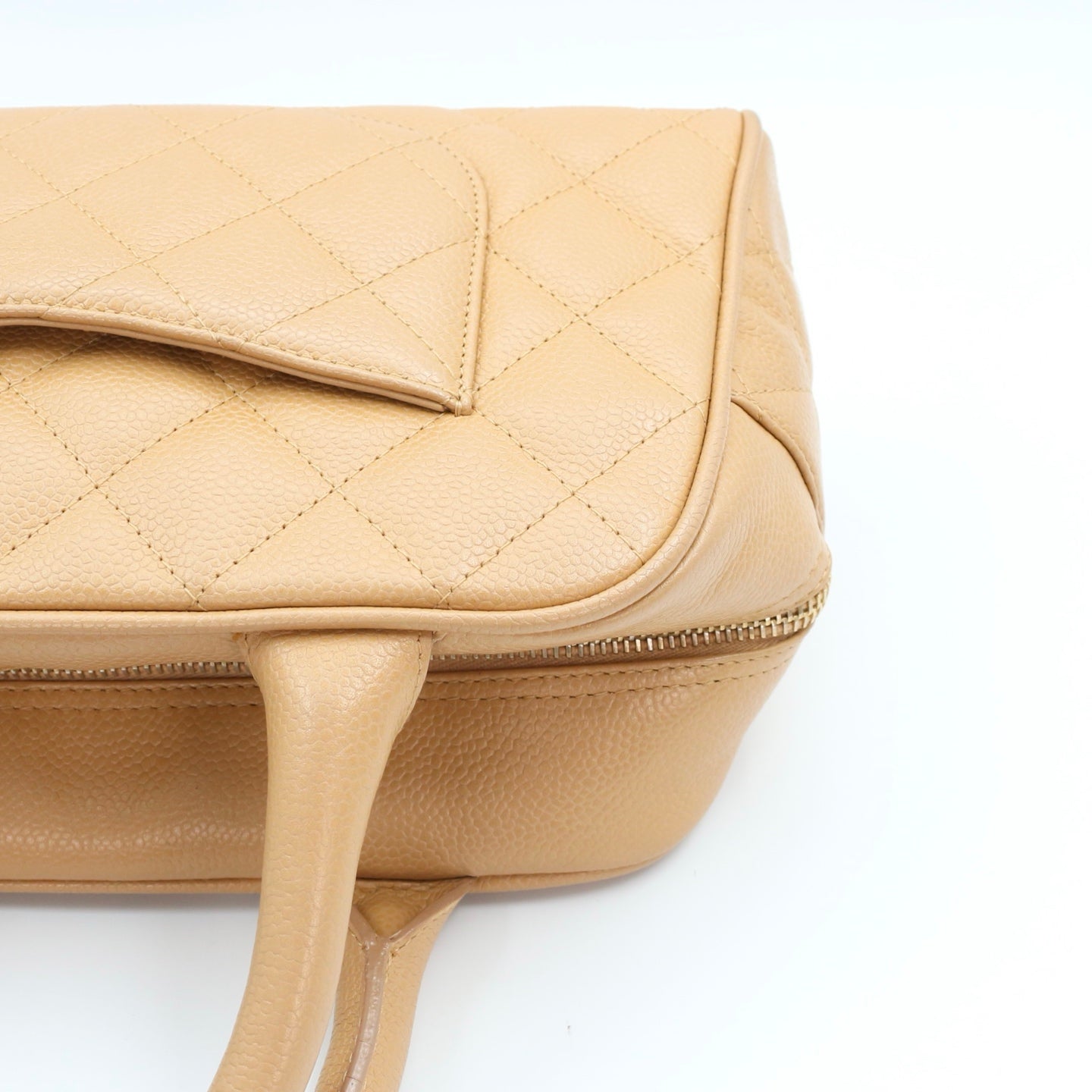 CHANEL Beige Caviar Leather Small Bowling Bag [Used]