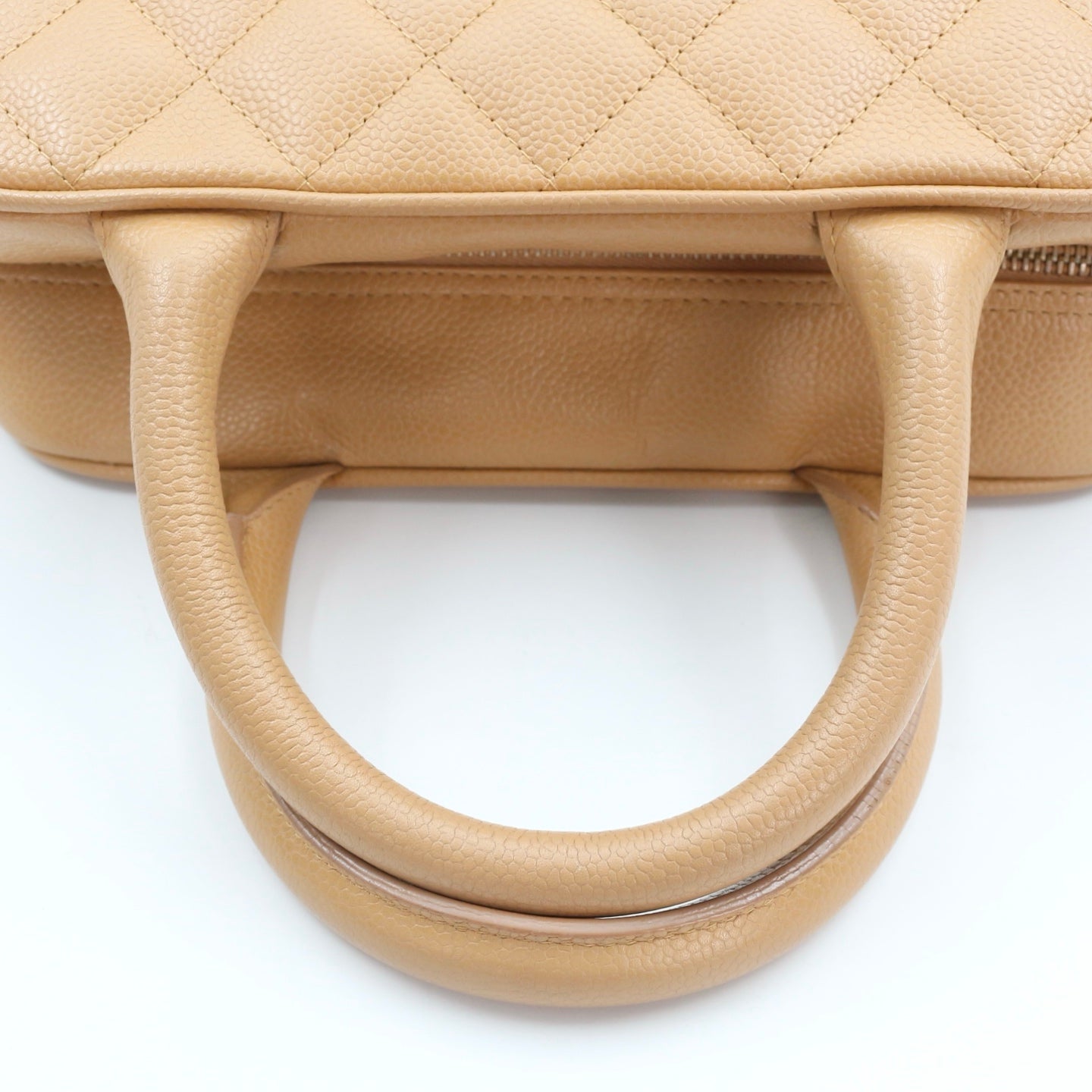 CHANEL Beige Caviar Leather Small Bowling Bag [Used]
