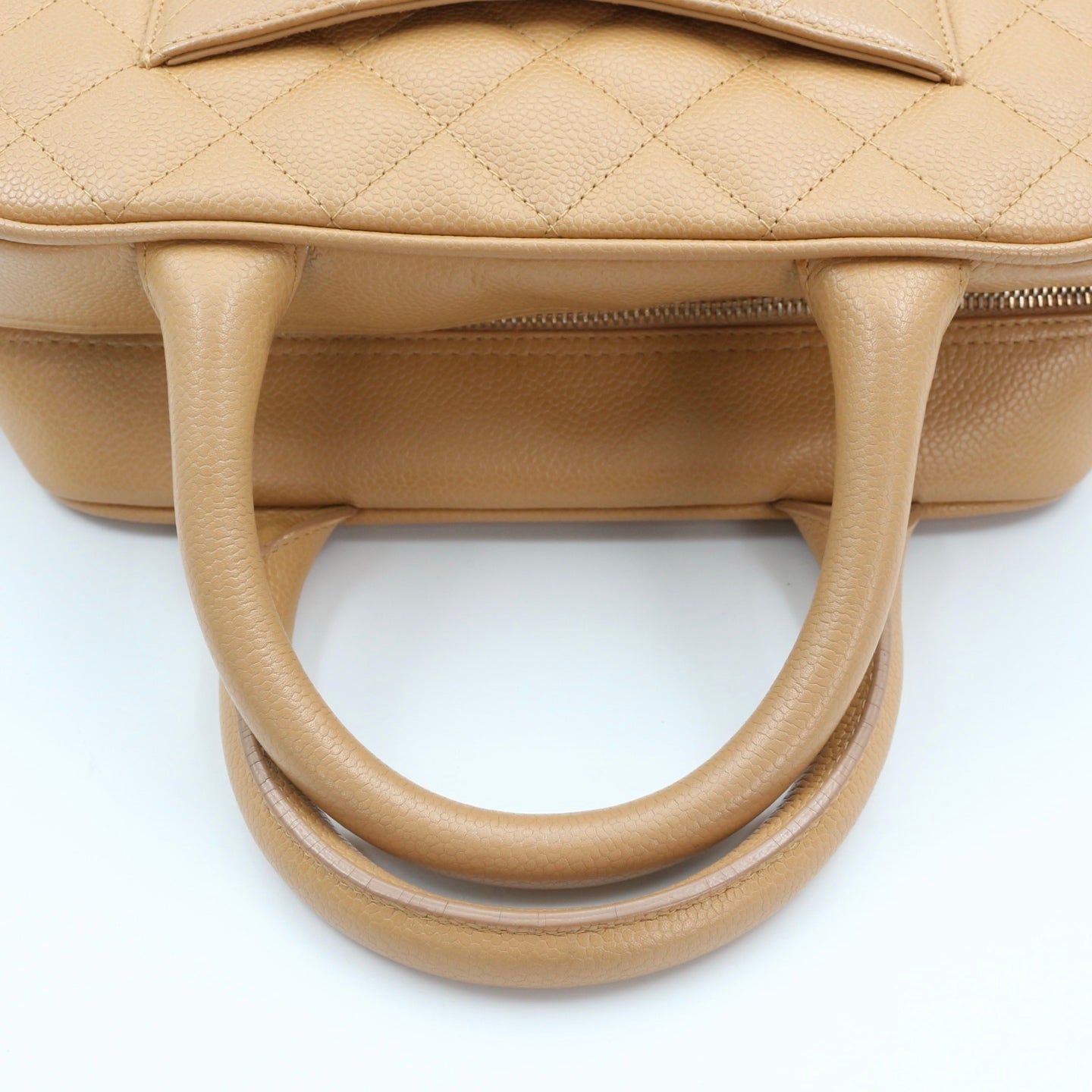 CHANEL Beige Caviar Leather Small Bowling Bag [Used]