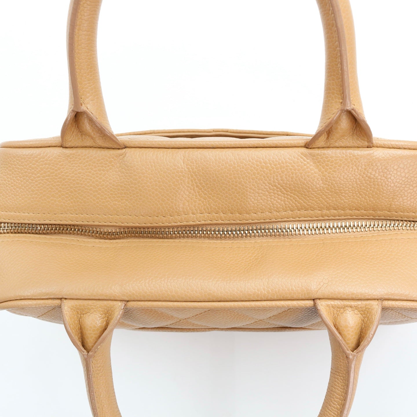 CHANEL Beige Caviar Leather Small Bowling Bag [Used]