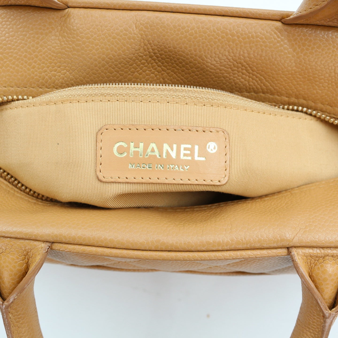 CHANEL Beige Caviar Leather Small Bowling Bag [Used]