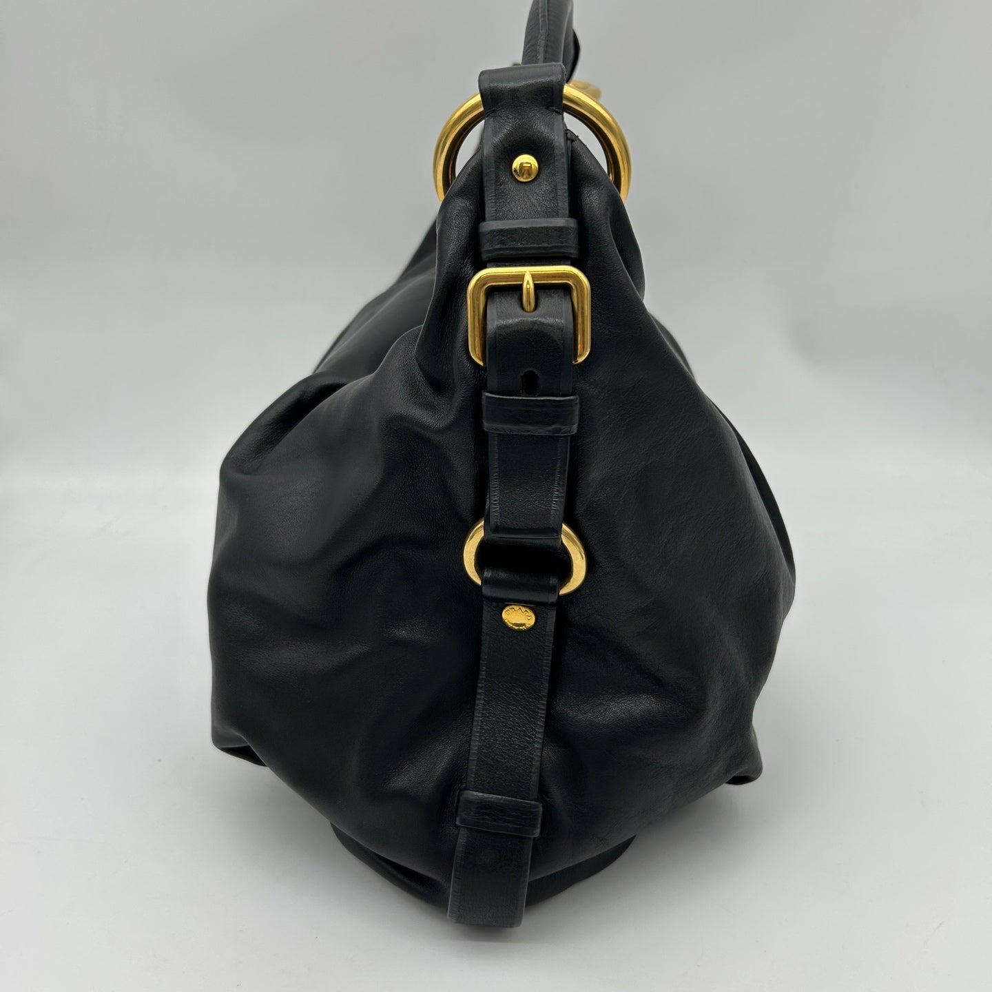 Prada Black Leather Ring Hobo Bag [Used]