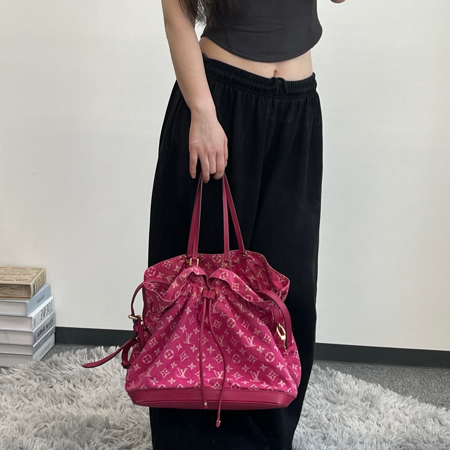 Louis Vuitton Rose Indian Monogram Denim Noefull Bag [Used]