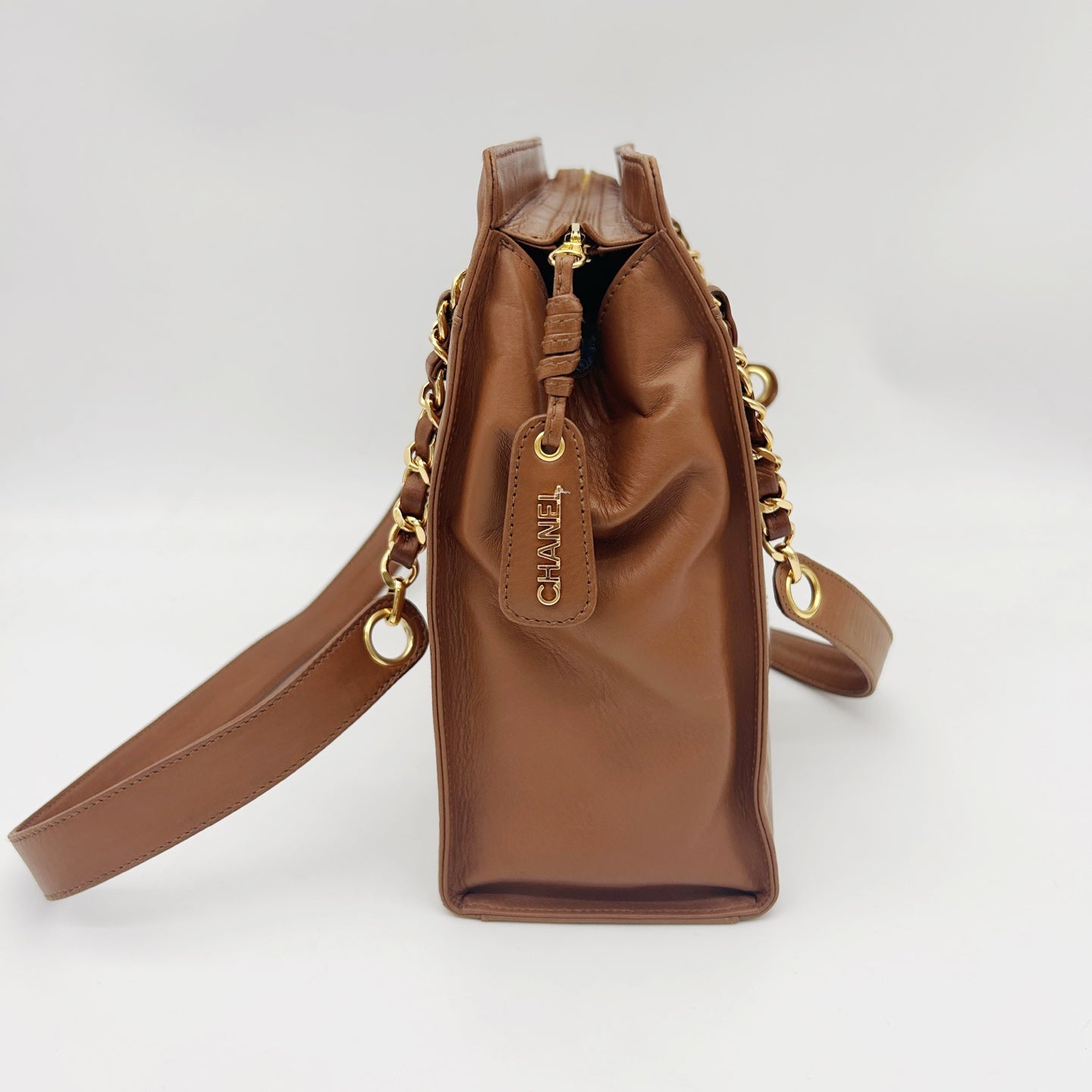 CHANEL Brown Coco Mark Chain Tote Bag [Used]