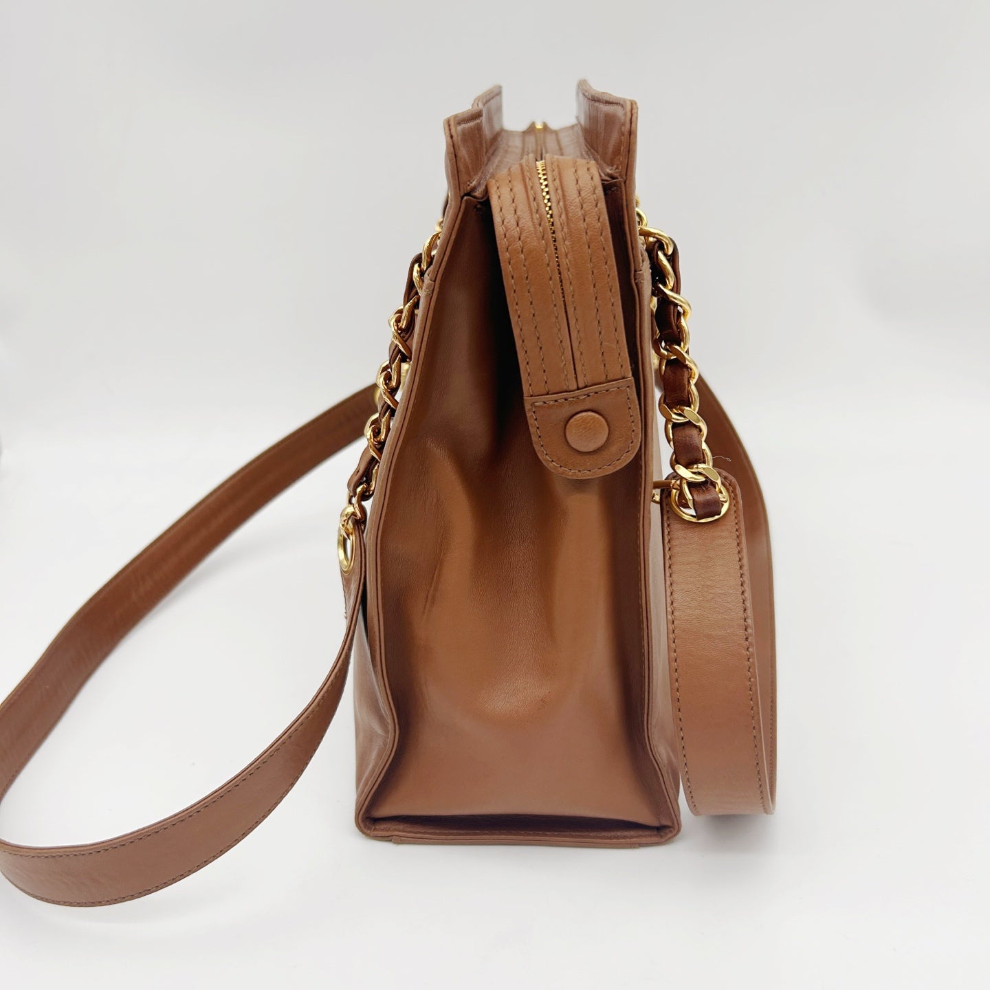 CHANEL Brown Coco Mark Chain Tote Bag [Used]