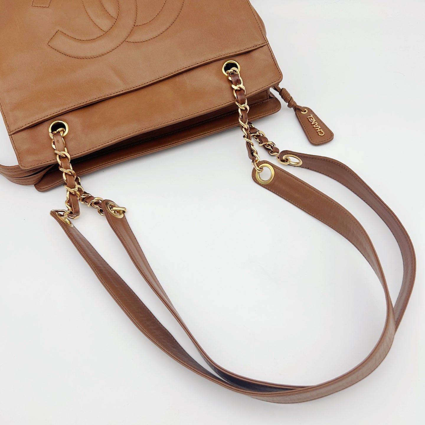 CHANEL Brown Coco Mark Chain Tote Bag [Used]