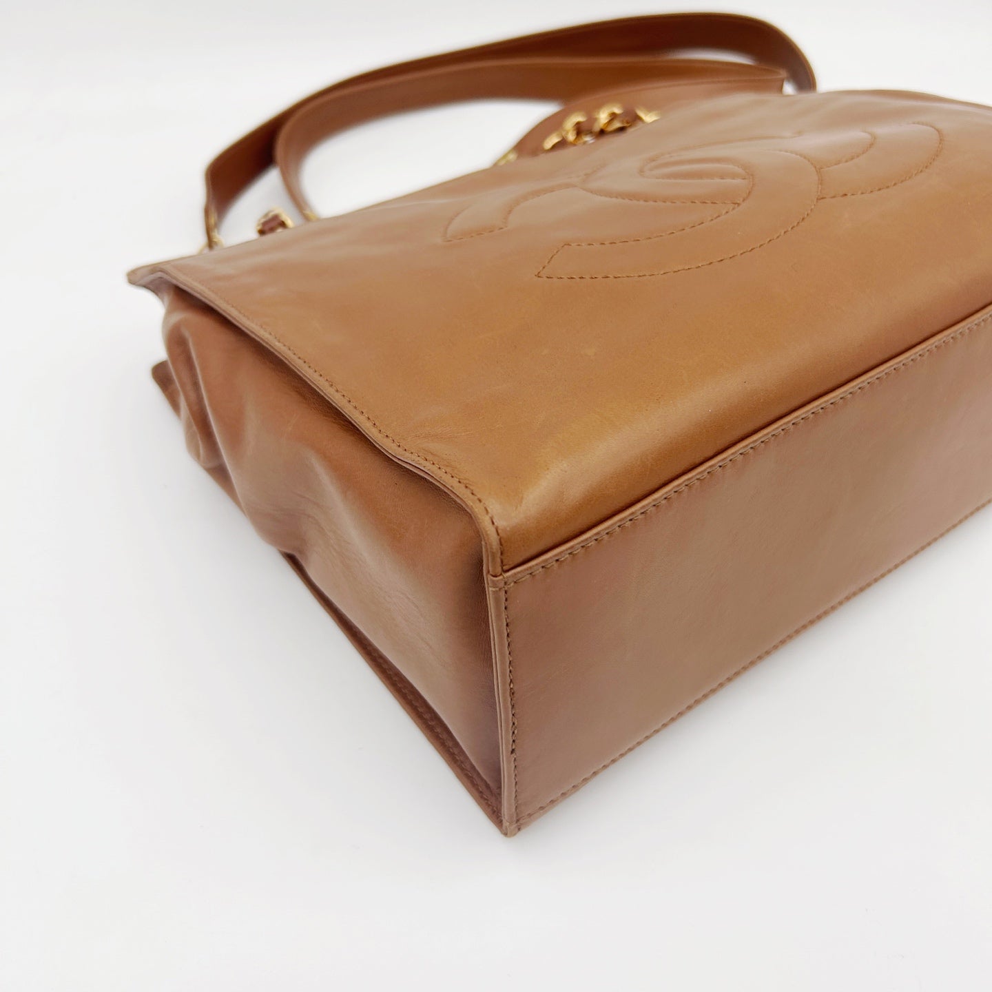 CHANEL Brown Coco Mark Chain Tote Bag [Used]