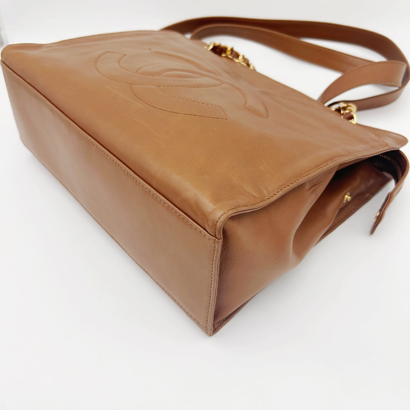 CHANEL Brown Coco Mark Chain Tote Bag [Used]
