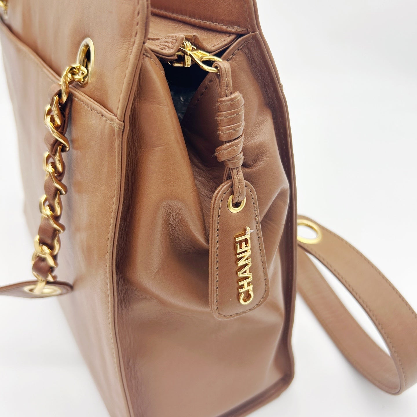 CHANEL Brown Coco Mark Chain Tote Bag [Used]