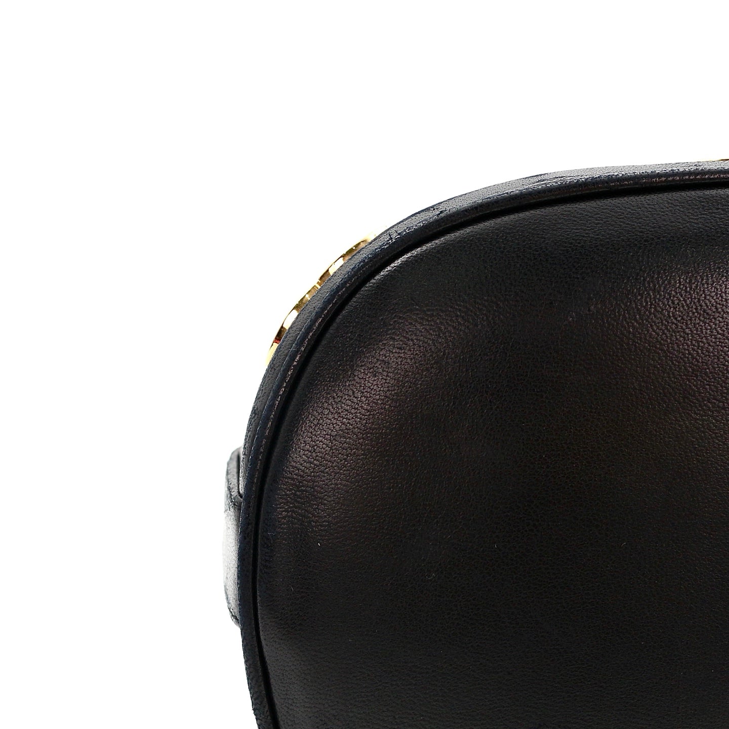 CHANEL Black Lambskin Six CC Logo Drawstring Bucket Bag [Used]