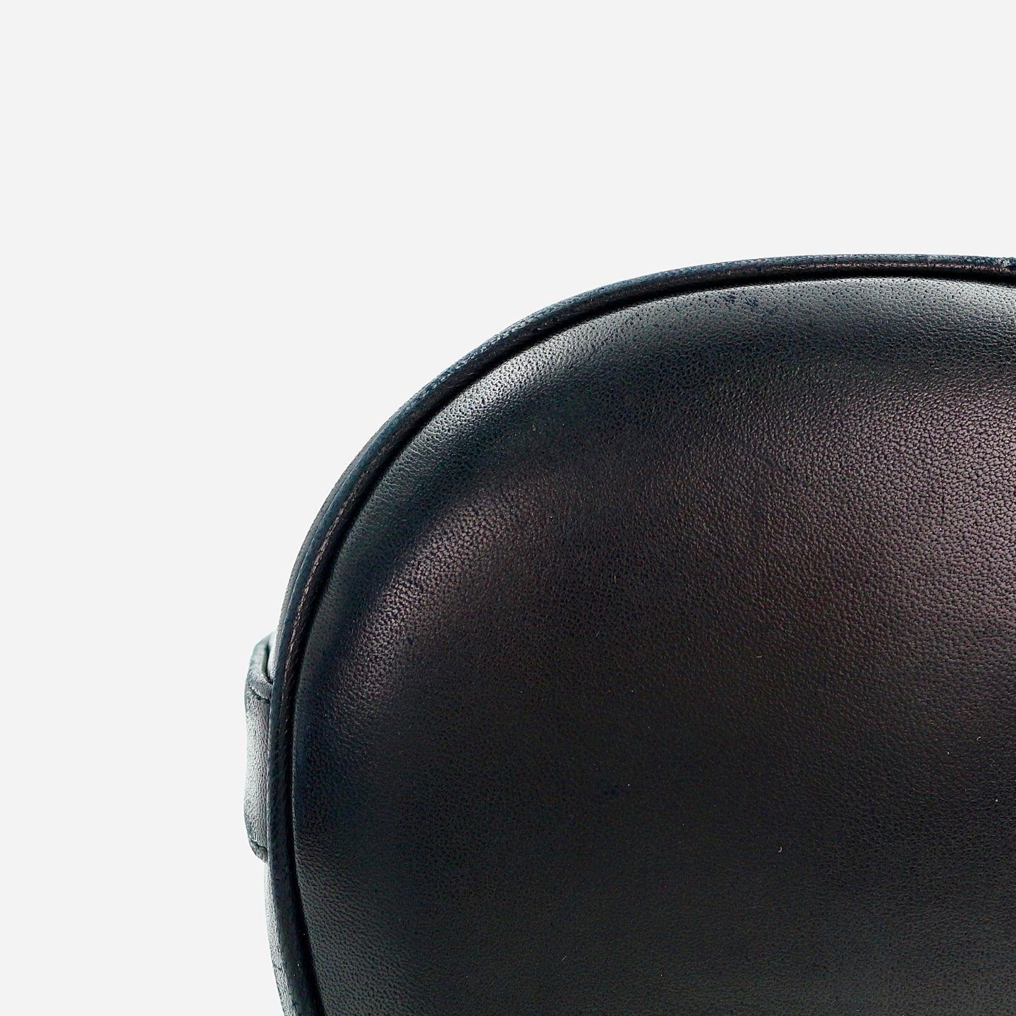 CHANEL Black Lambskin Six CC Logo Drawstring Bucket Bag [Used]