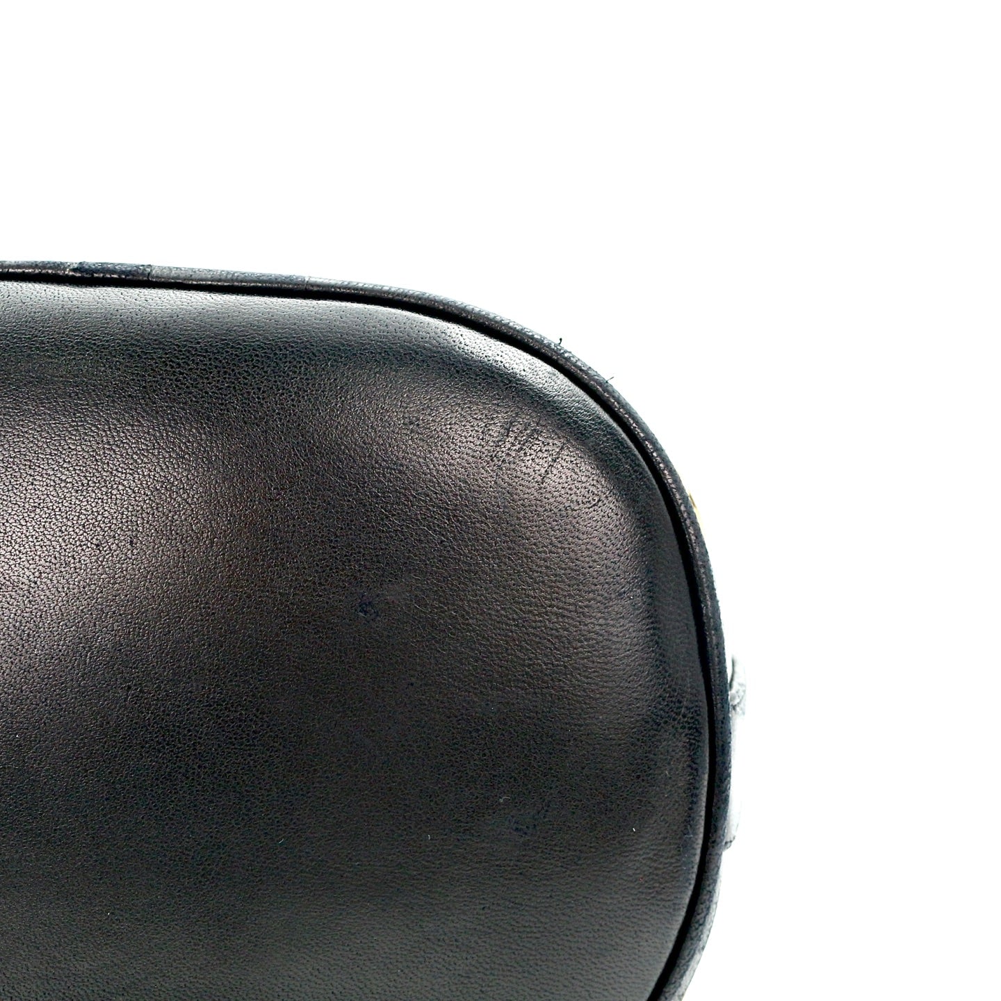 CHANEL Black Lambskin Six CC Logo Drawstring Bucket Bag [Used]