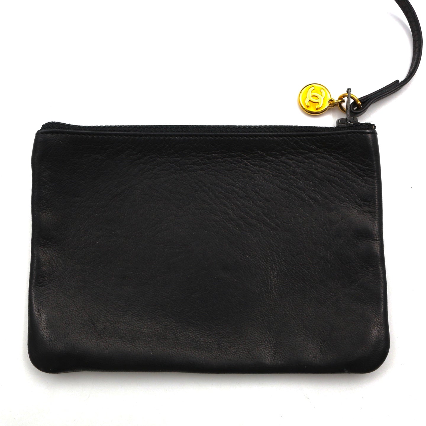 CHANEL Black Lambskin Six CC Logo Drawstring Bucket Bag [Used]