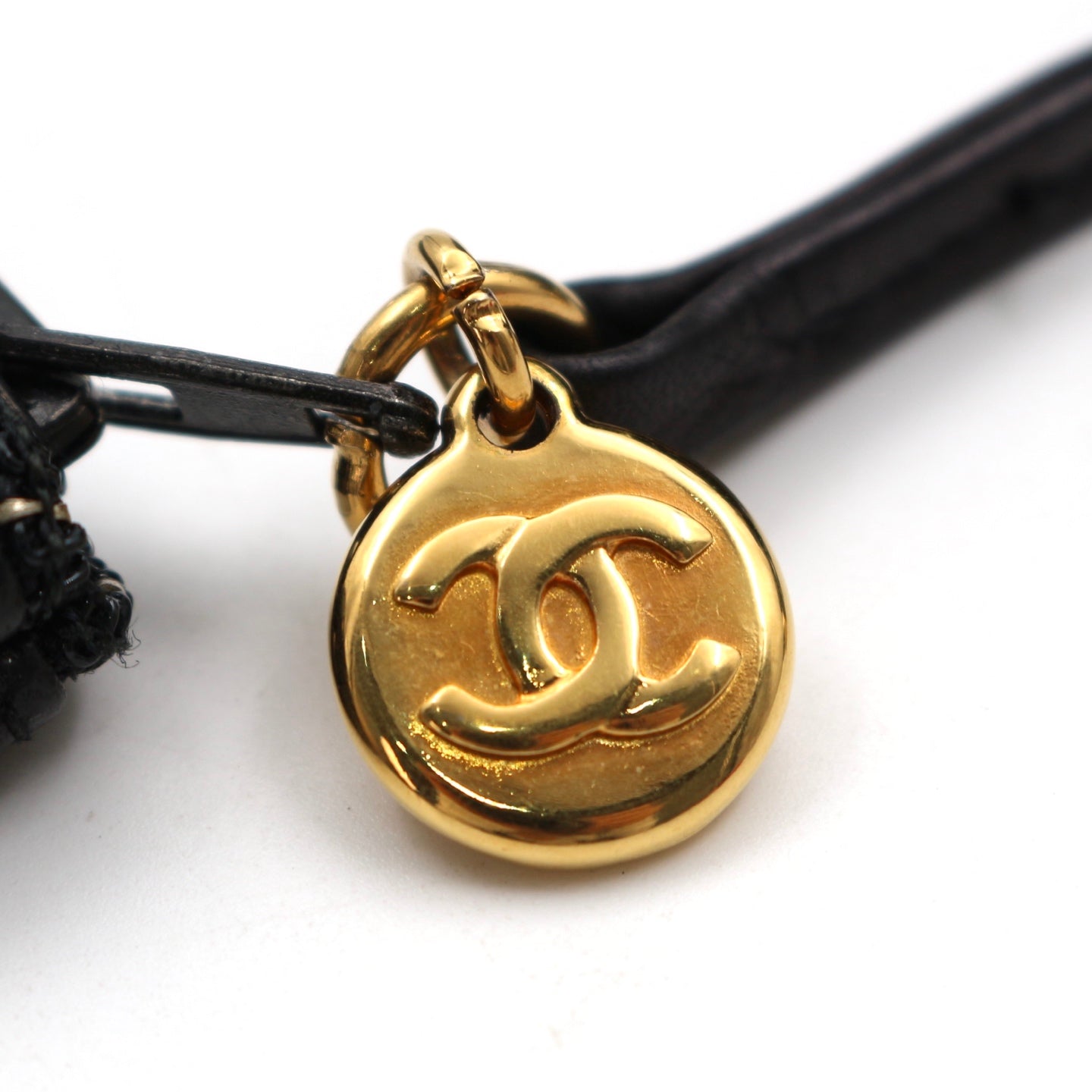 CHANEL Black Lambskin Six CC Logo Drawstring Bucket Bag [Used]