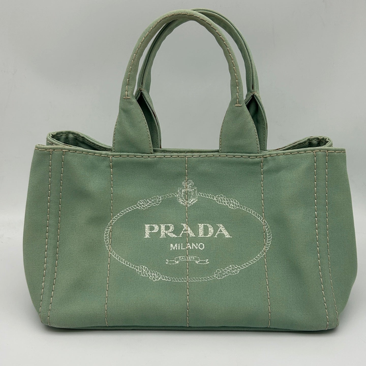 Prada Mint Green Canvas Large Tote Bag [Used]