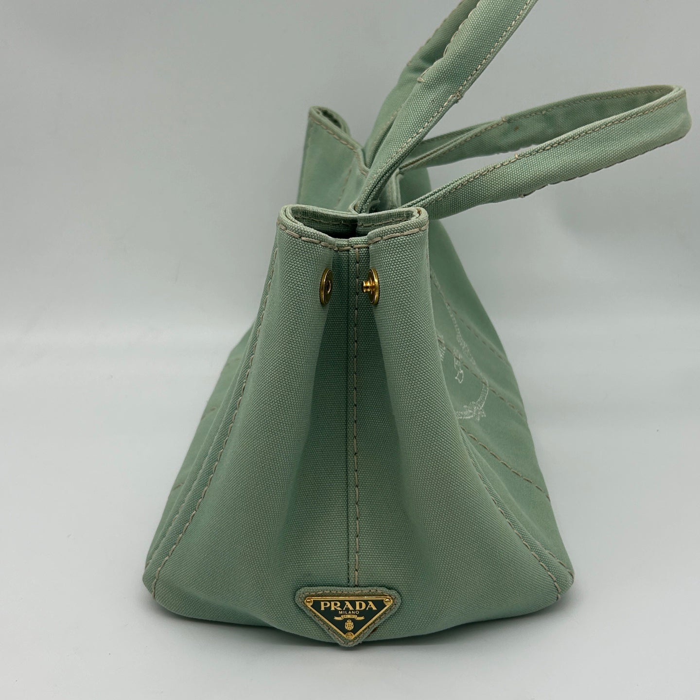 Prada Mint Green Canvas Large Tote Bag [Used]