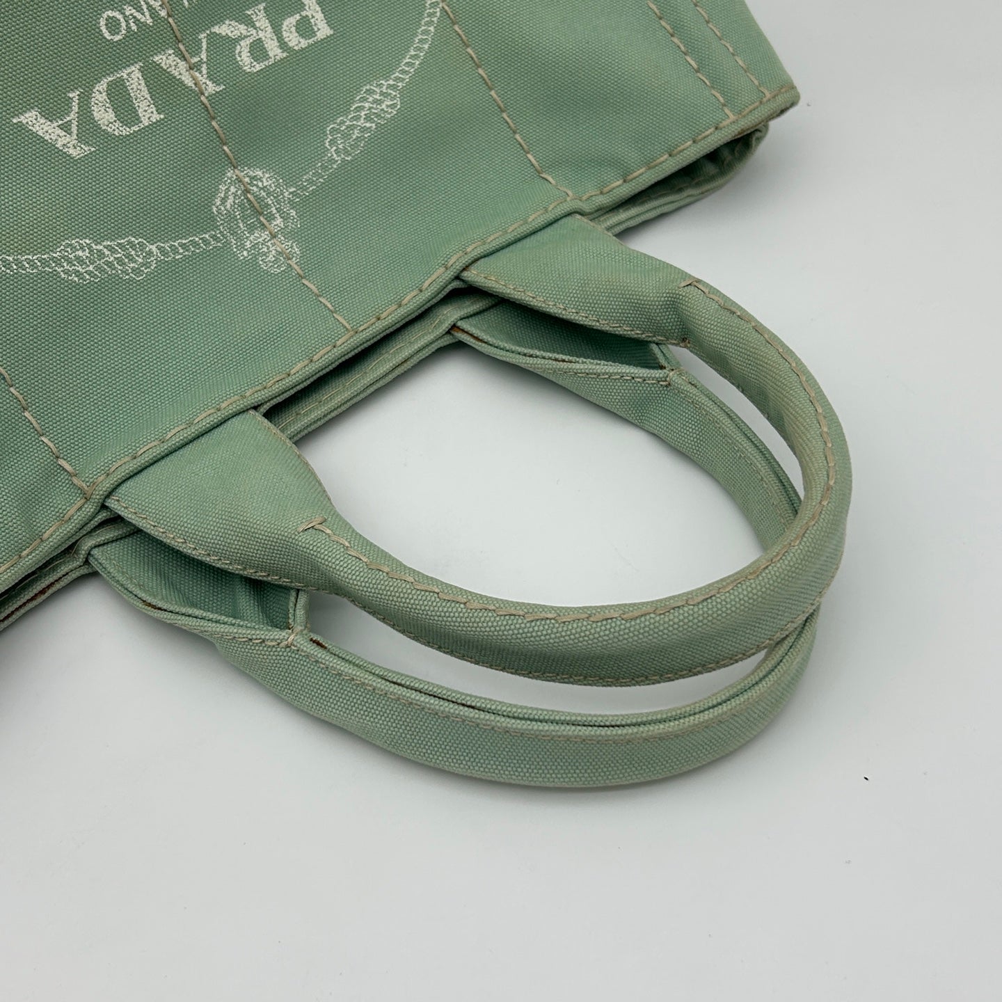 Prada Mint Green Canvas Large Tote Bag [Used]