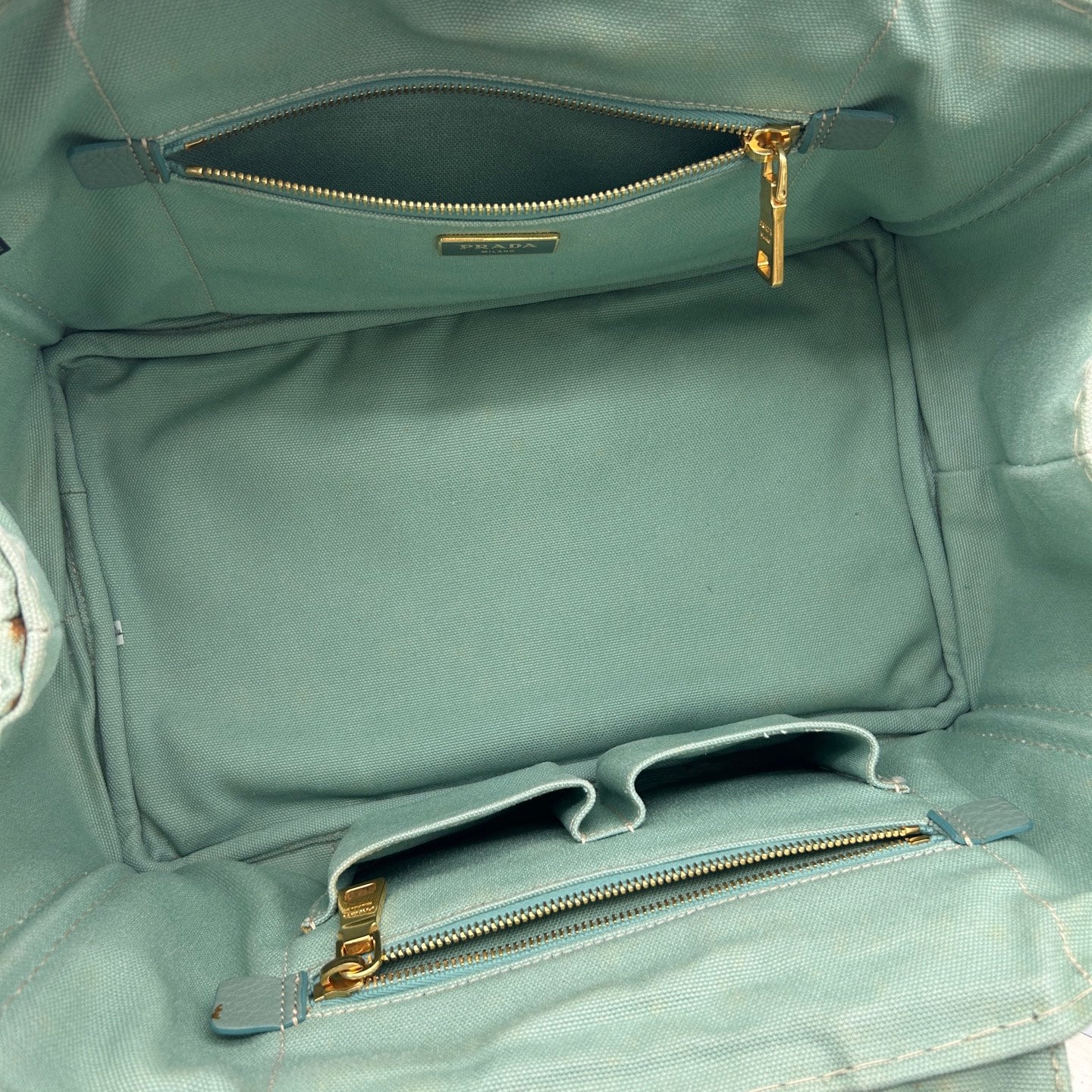 Prada Mint Green Canvas Large Tote Bag [Used]