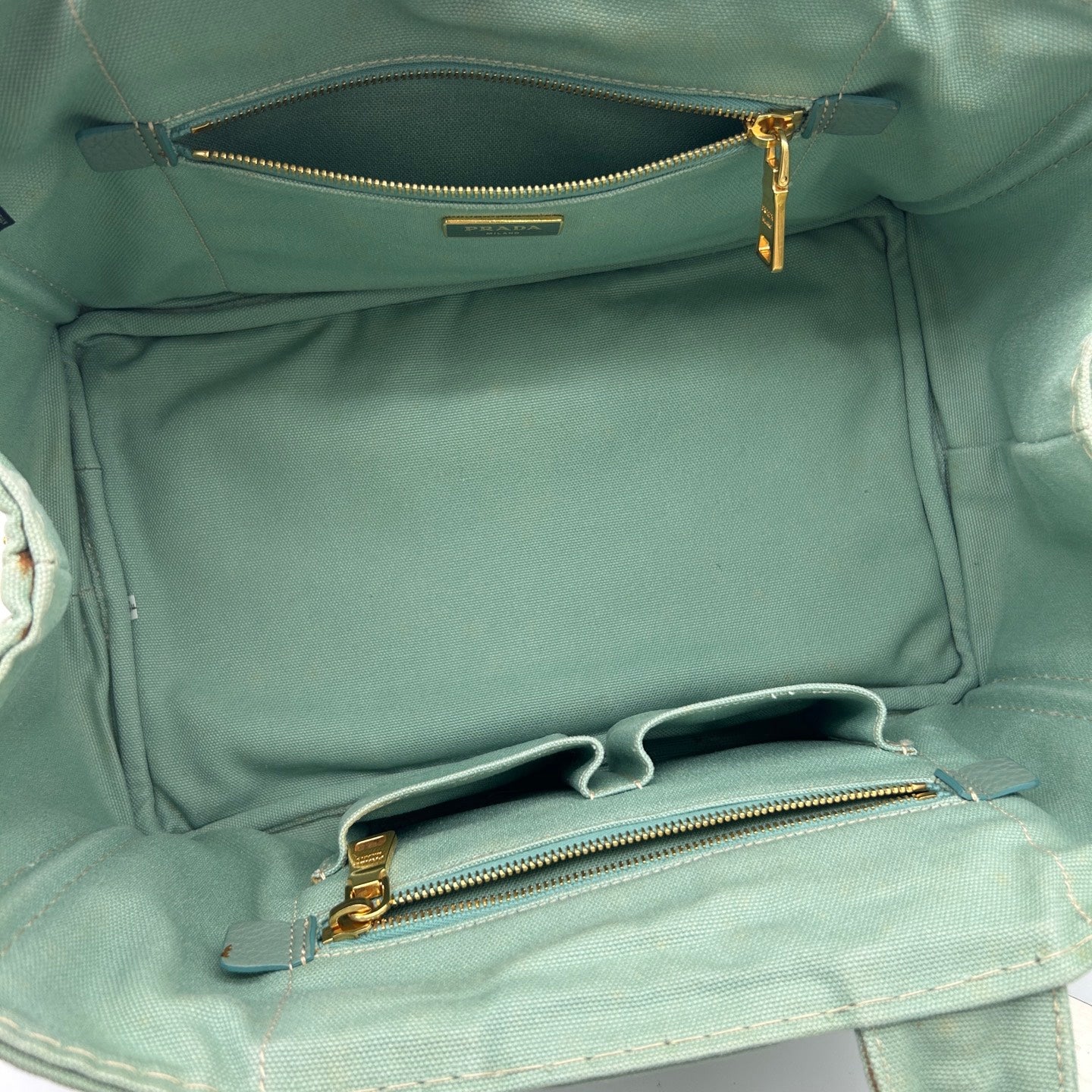 Prada Mint Green Canvas Large Tote Bag [Used]
