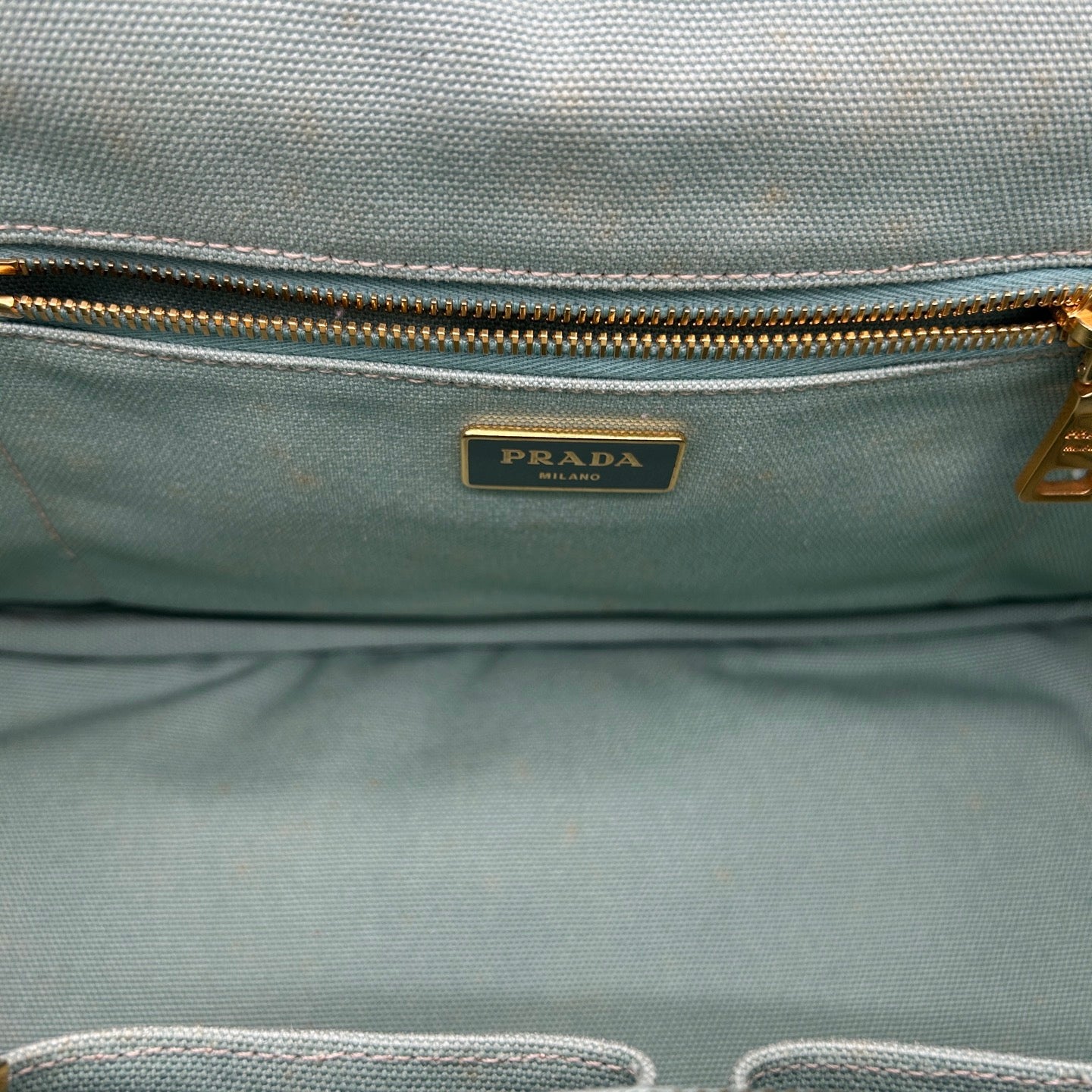 Prada Mint Green Canvas Large Tote Bag [Used]