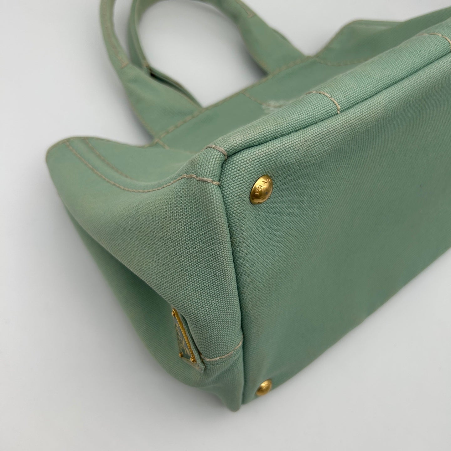 Prada Mint Green Canvas Large Tote Bag [Used]