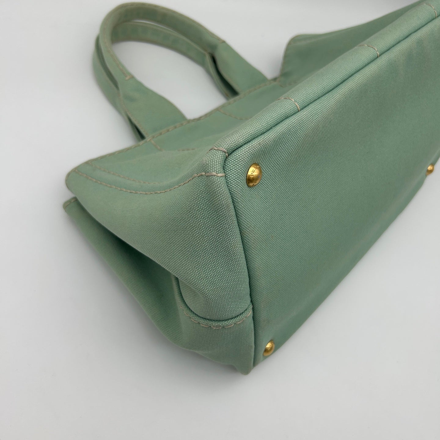 Prada Mint Green Canvas Large Tote Bag [Used]