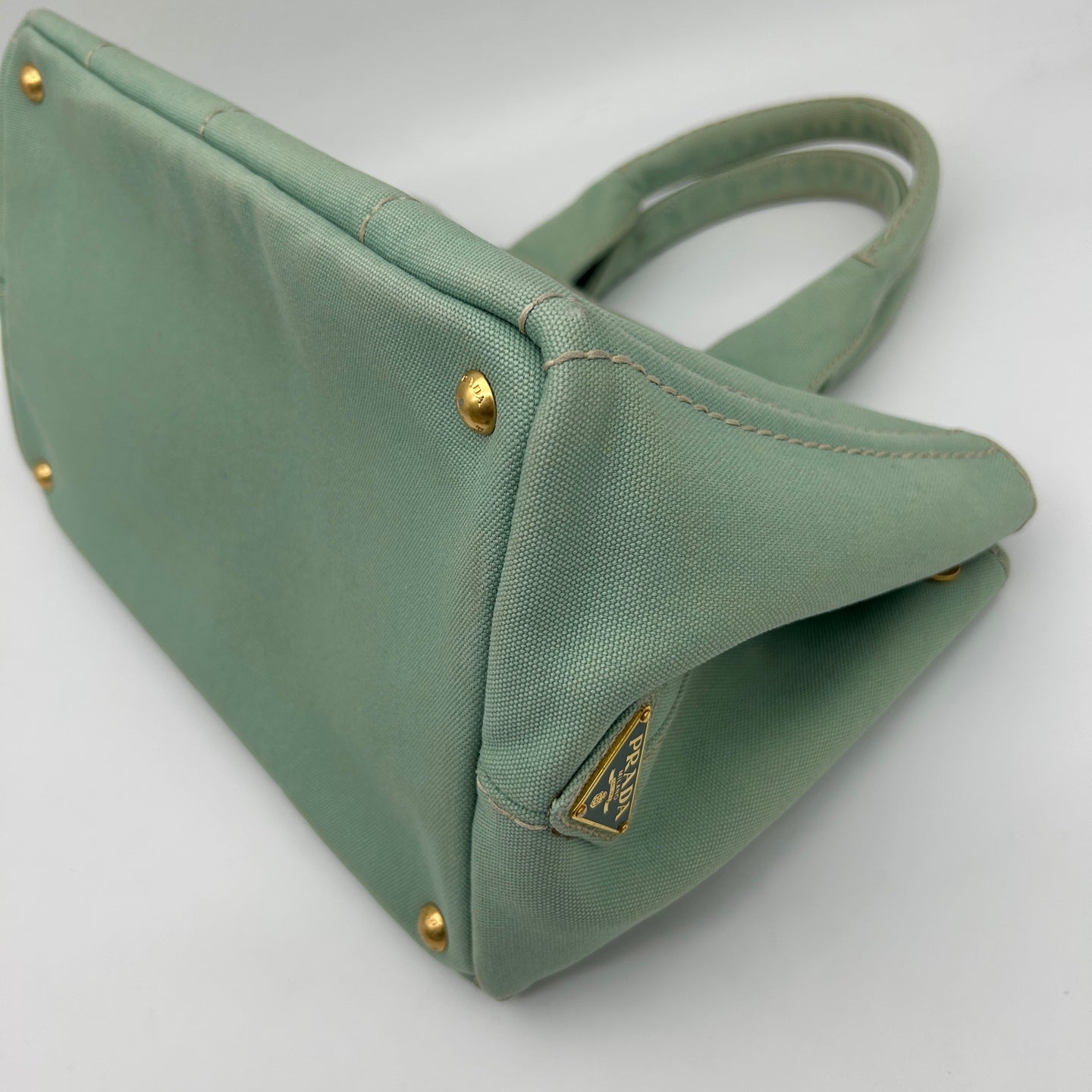 Prada Mint Green Canvas Large Tote Bag [Used]