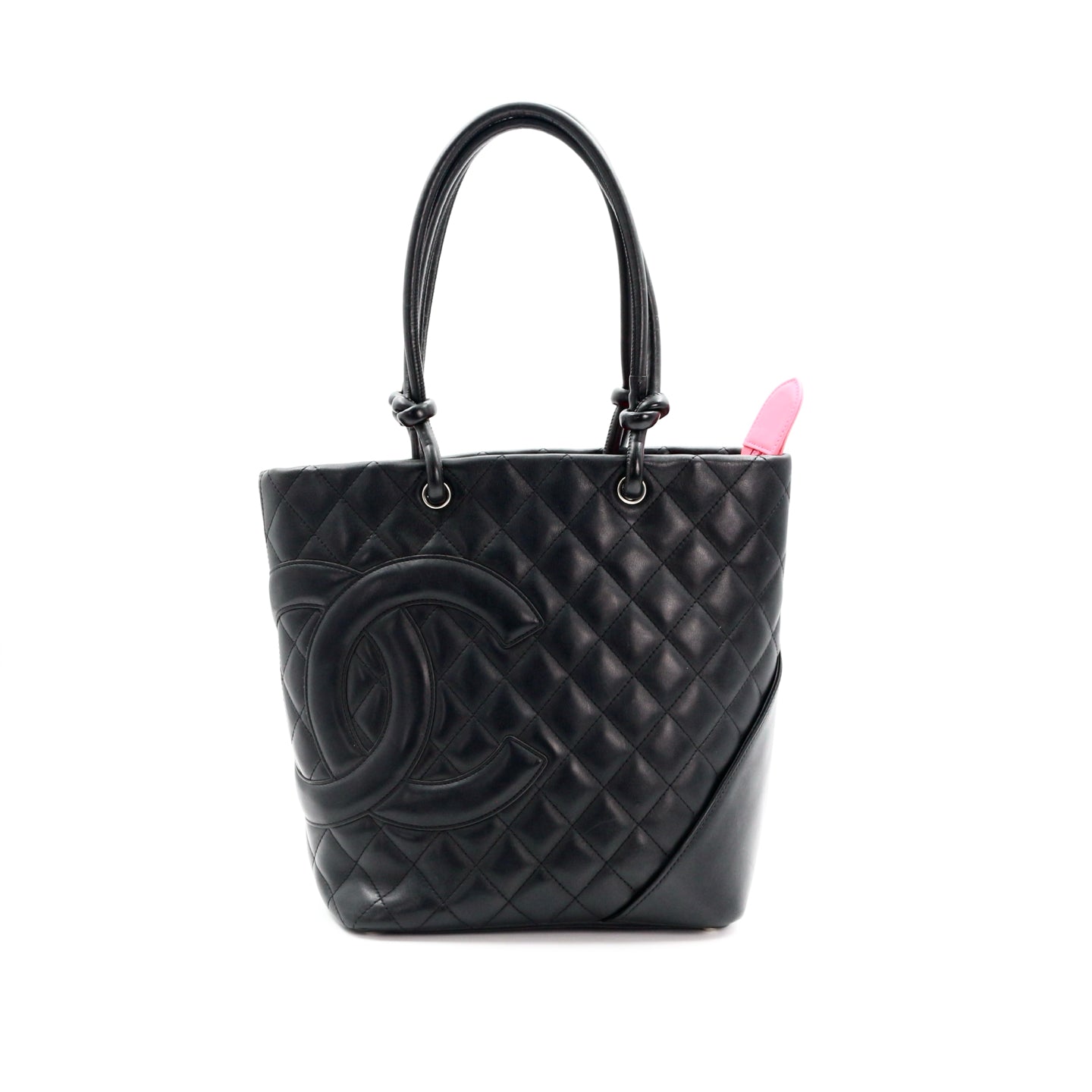 CHANEL Black Lambskin Cambon Tote Bag [Used]