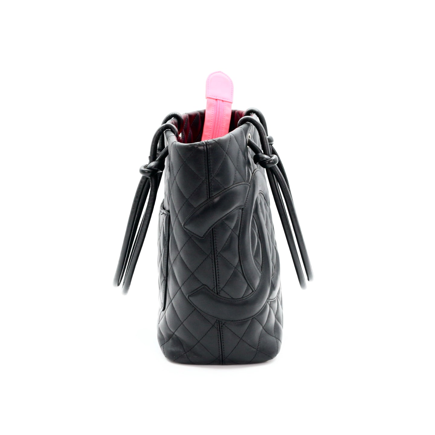 CHANEL Black Lambskin Cambon Tote Bag [Used]