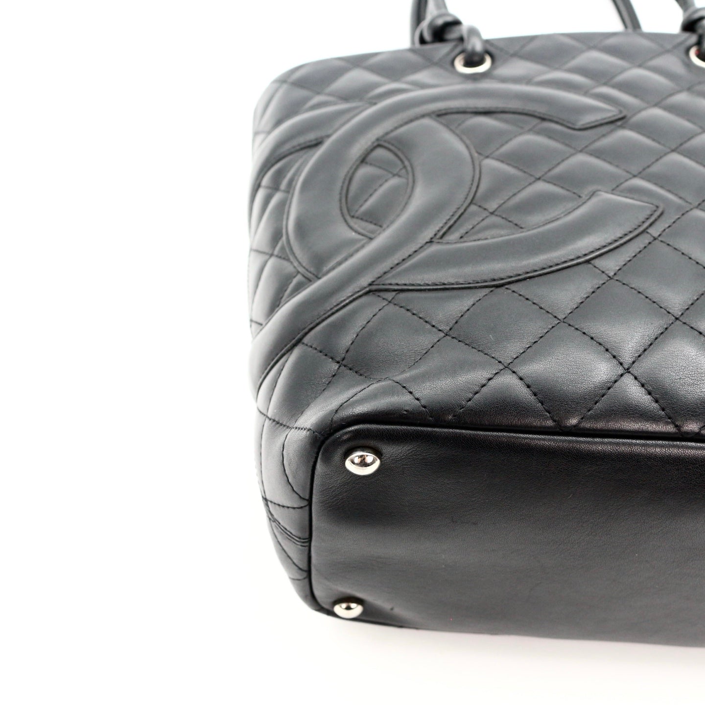 CHANEL Black Lambskin Cambon Tote Bag [Used]