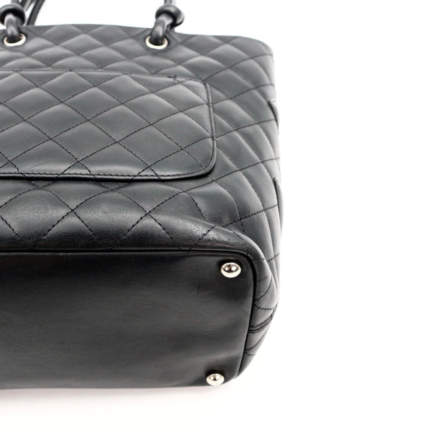 CHANEL Black Lambskin Cambon Tote Bag [Used]