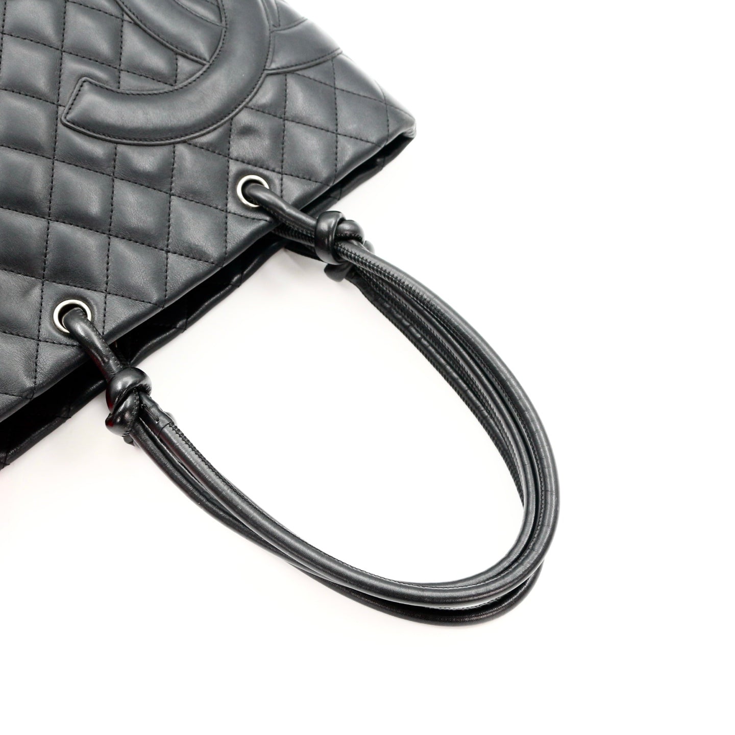 CHANEL Black Lambskin Cambon Tote Bag [Used]