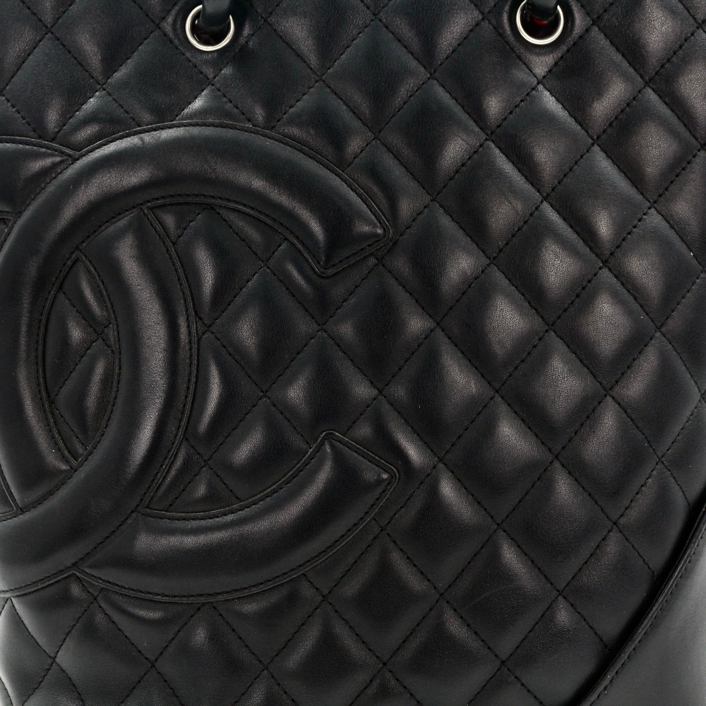 CHANEL Black Lambskin Cambon Tote Bag [Used]