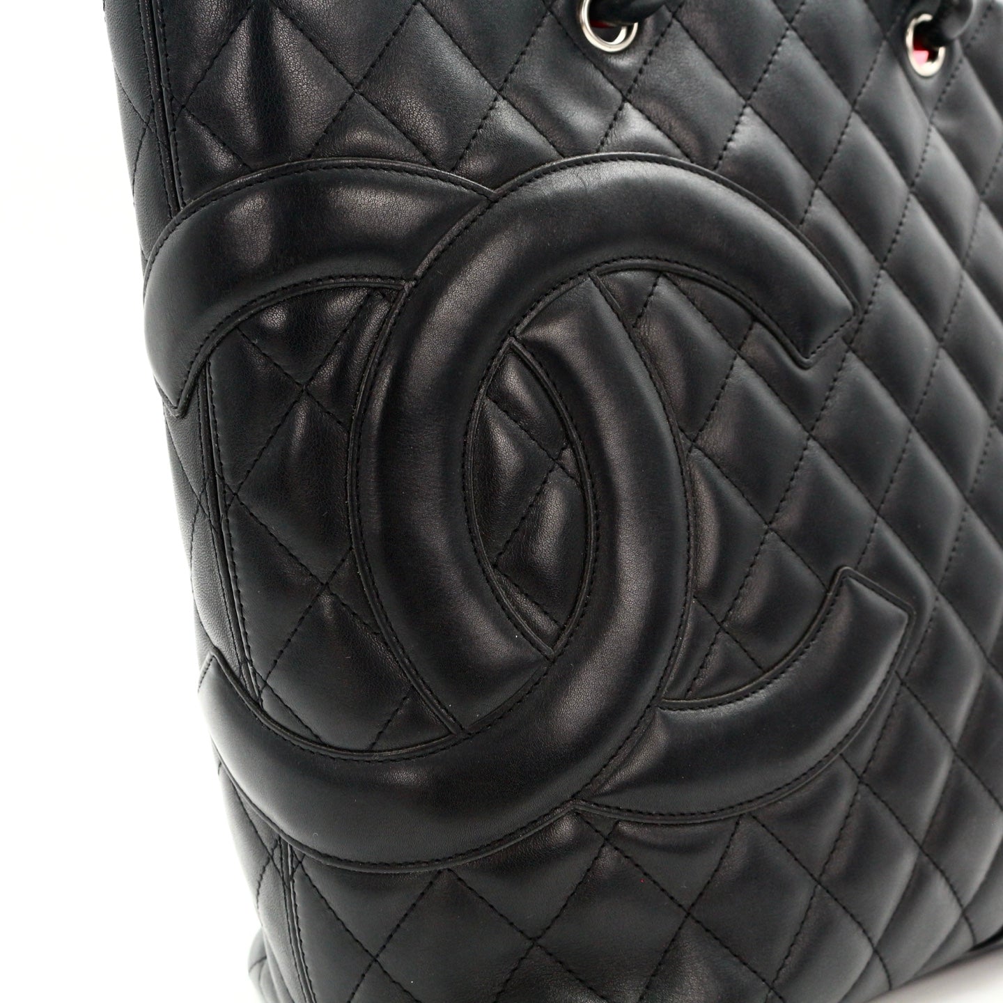 CHANEL Black Lambskin Cambon Tote Bag [Used]