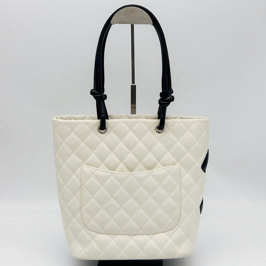 CHANEL Cambon Ligne Small Tote Bag – White / Black [Used]