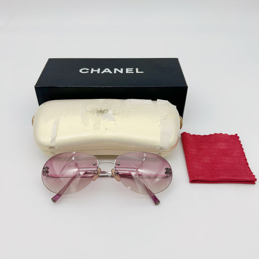CHANEL Y2K Pink Gradient Rimless Cat-Eye Sunglasses – Pink Gradient [Used]