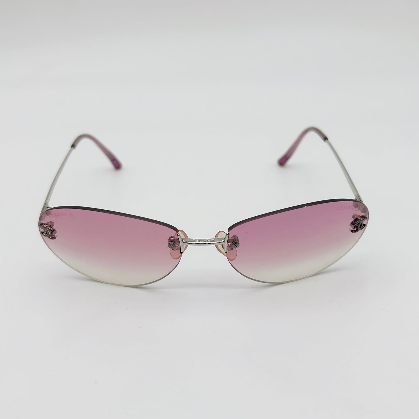 CHANEL Y2K Pink Gradient Rimless Cat-Eye Sunglasses – Pink Gradient [Used]