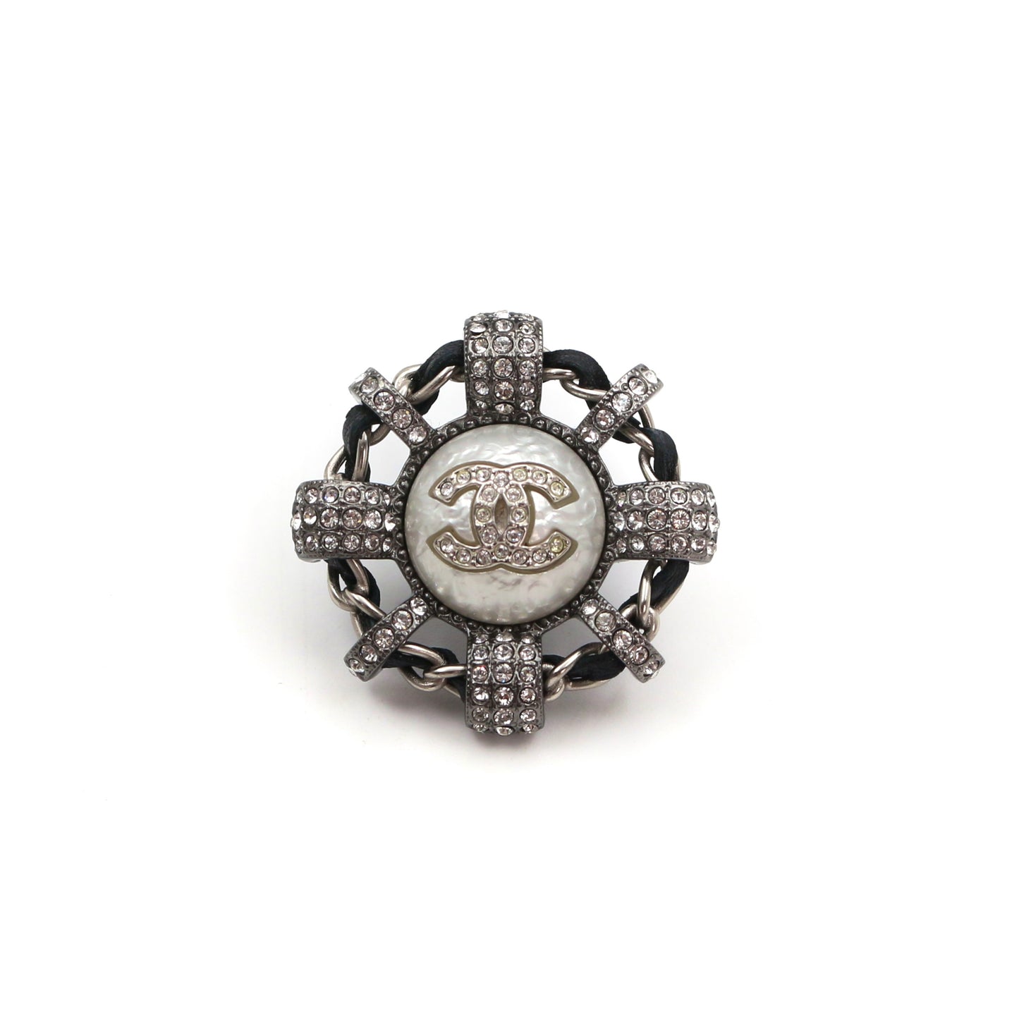 CHANEL Rhinestone CC Pearl Mini Brooch [Used]