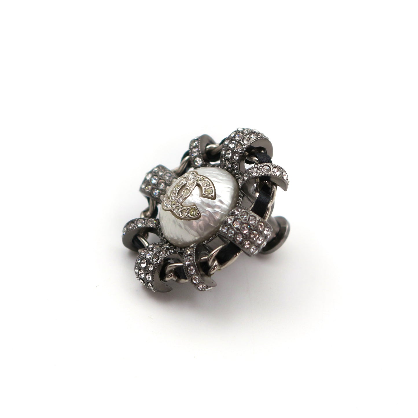 CHANEL Rhinestone CC Pearl Mini Brooch [Used]