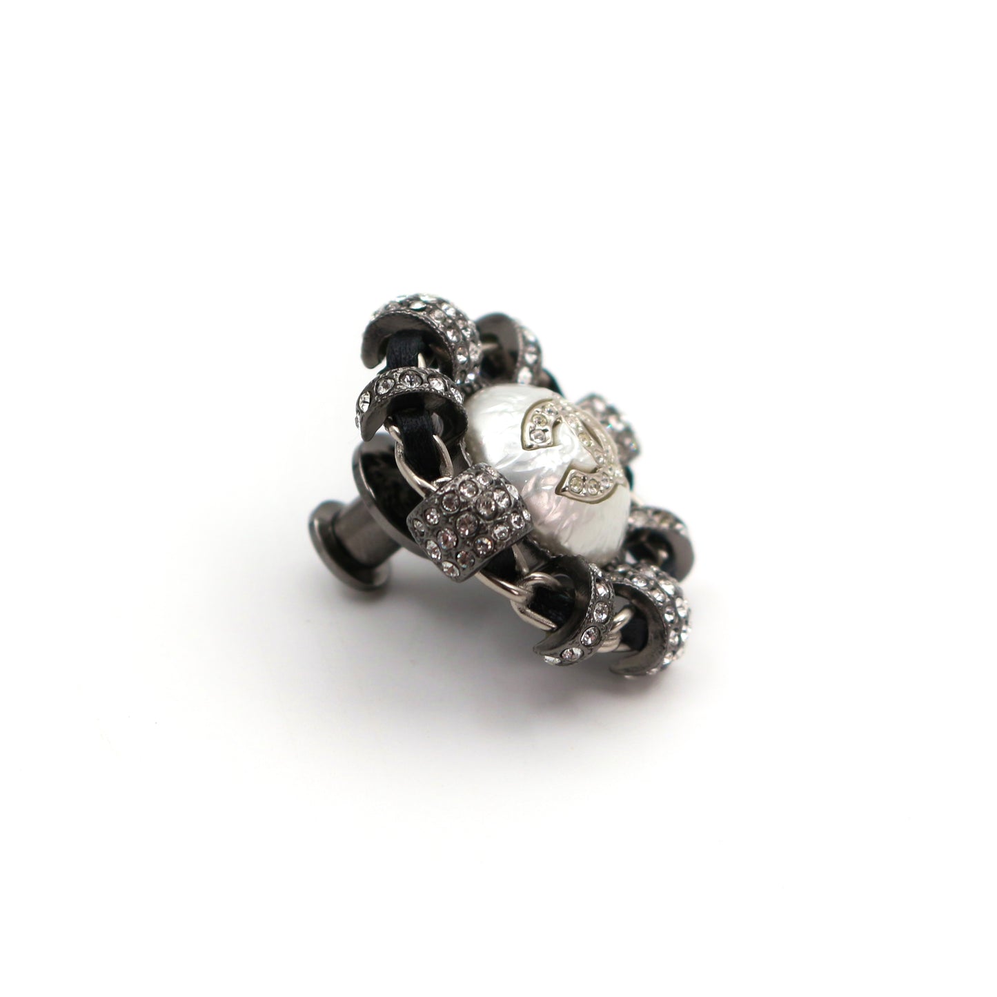 CHANEL Rhinestone CC Pearl Mini Brooch [Used]