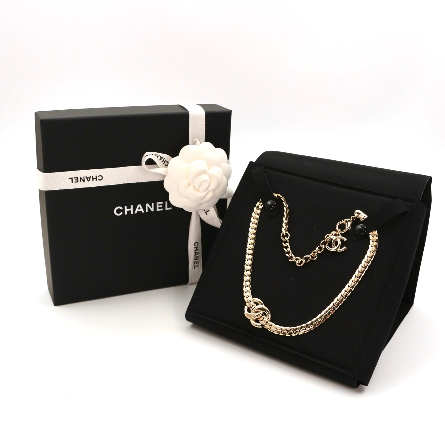 CHANEL CC Chain Necklace – Light Gold (B25S) [Brand New]