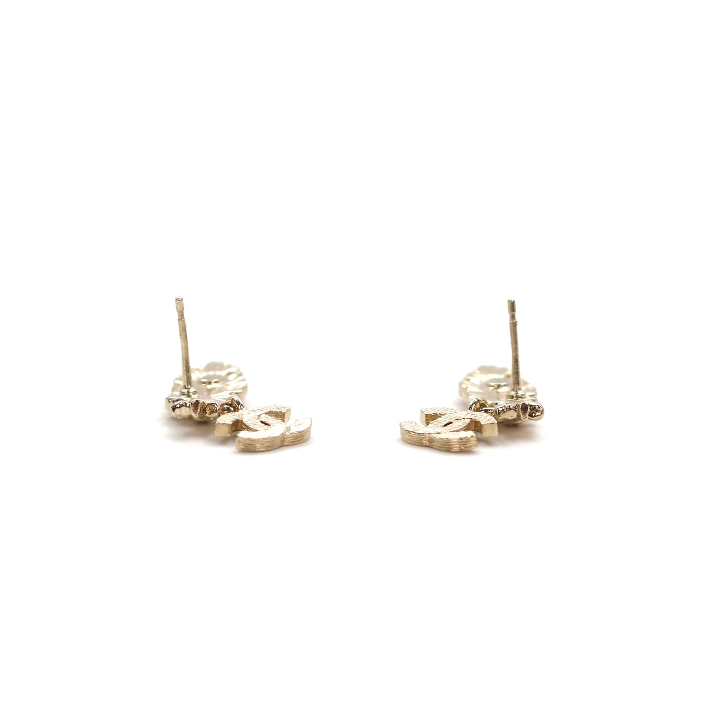 CHANEL Gold Feather CC Rhinestone Earrings B25S [Brand New]