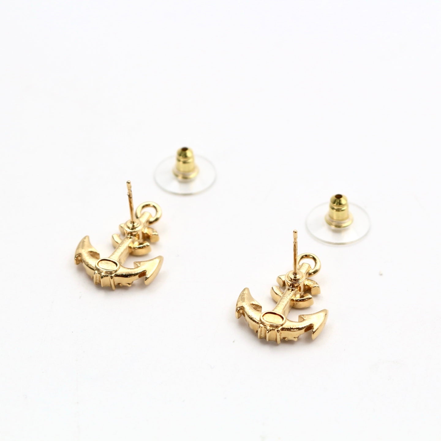 CHANEL Gold Crystal Anchor CC Earrings C25C [Brand New]