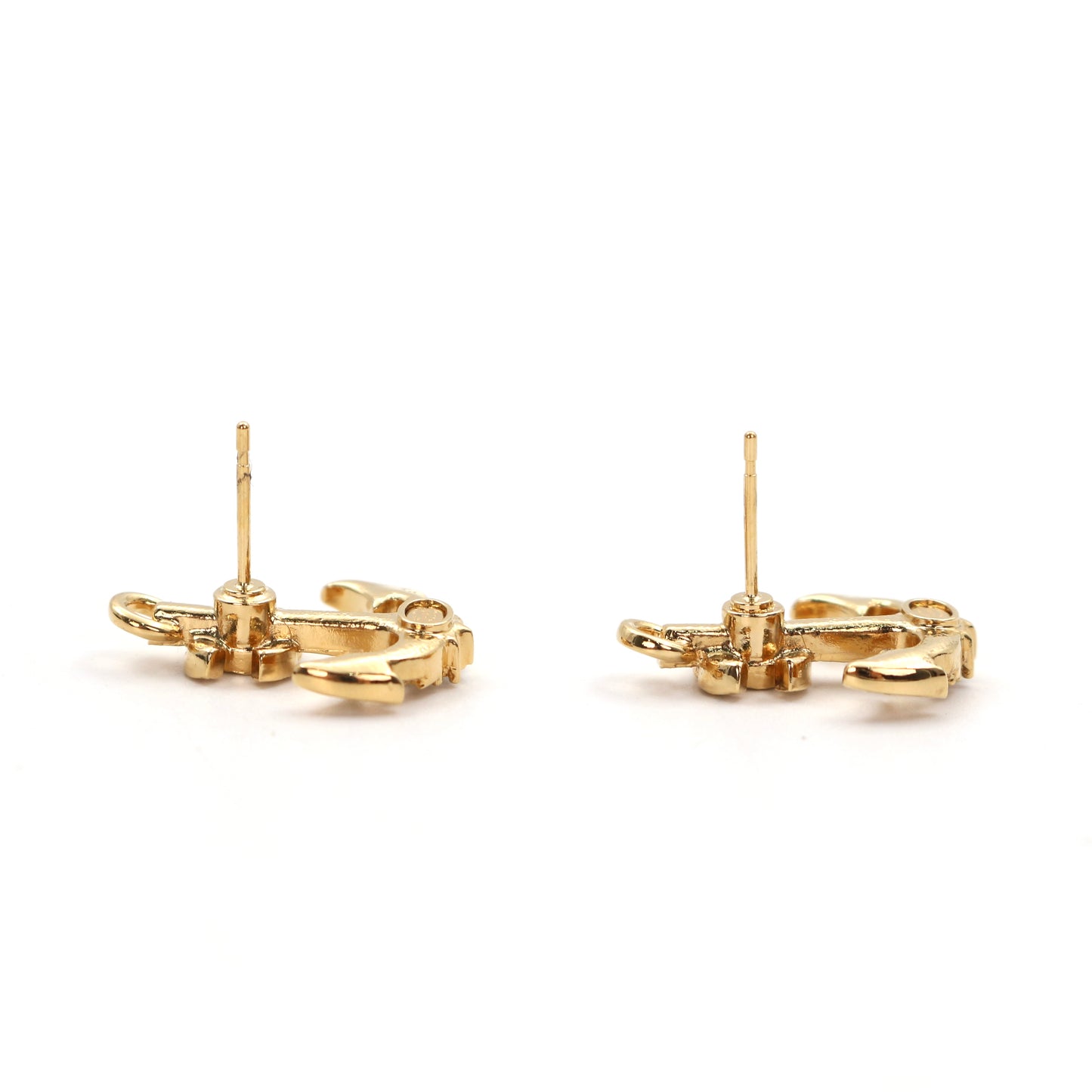 CHANEL Gold Crystal Anchor CC Earrings C25C [Brand New]